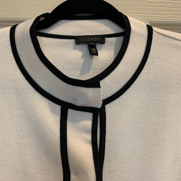 NWOT Escada Cream/Black Wool Cardigan Sweater sz S - Picture 3 of 6